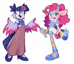 Size: 2048x1784 | Tagged: safe, artist:olivashko, goat, owl, mobianified, my little pony, pinkie pie, twilight sparkle