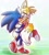 Size: 644x720 | Tagged: safe, artist:devotedsidekick, miles "tails" prower, sonic the hedgehog, blushing, carrying them, cute, duo, eyes closed, gay, heart, holding each other, one eye closed, shipping, smile, sonabetes, sonic x tails, standing, tailabetes, traditional media