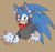 Size: 1943x1827 | Tagged: dead source, safe, artist:aweirdcupofink, sonic the hedgehog, backwards v sign, bandana, beige background, bust, claws, eyelashes, fingerless gloves, heart, looking at viewer, nonbinary, pawpads, simple background, smile, solo, sparkles, star (symbol), sticker, sweater