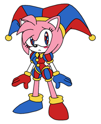 Size: 675x825 | Tagged: safe, artist:death-driver-5000, amy rose, cosplay, pomni (the amazing digital circus), the amazing digital circus