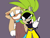 Size: 1420x1071 | Tagged: safe, artist:gh0stfl0wer, gold the tenrec, surge the tenrec, clenched teeth, devil horns (gesture), duo, flat colors, holding them, looking at viewer, purple background, sharp teeth, simple background, smile, standing, sweatdrop