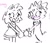 Size: 1080x921 | Tagged: safe, artist:miles-deerbun, amy rose, blaze the cat, cat, hedgehog, 2023, amy x blaze, amy's halterneck dress, blaze's tailcoat, blushing, clothes, cute, dress, female, females only, holding hands, lesbian, line art, mouth open, shipping, sketch