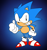Size: 706x756 | Tagged: safe, artist:blastprocessing16, sonic the hedgehog, 2022, classic sonic, gradient background, hand on hip, looking at viewer, smile, smiling at viewer, solo, standing, thumbs up, tyson hesse style