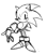 Size: 1195x1351 | Tagged: safe, artist:marcuslarry627, sonic the hedgehog, hedgehog, 2023, classic sonic, classic sonic (universe), frown, hand on own arm, line art, looking at viewer, male, simple background, sketch, solo, standing, white background