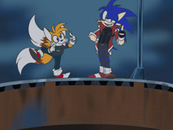 Size: 1024x768 | Tagged: safe, artist:sassymelvin, sonic ova, miles "tails" prower, sonic the hedgehog, sonic the ova, scene interpretation