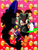 Size: 400x521 | Tagged: safe, artist:thunder-the-mouse, oc, oc:thunder dark the hedgemouse, mouse, abstract background, belt, boots, brown fur, clenched fist, clenched teeth, emoji, female, fingerless gloves, glasses, glasses on head, gradient background, jacket, kicking, obtrusive watermark, oc only, red eyes, shirt, shorts, solo, sunglasses, watermark