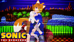 Size: 1192x670 | Tagged: safe, artist:okarutommd, miles "tails" prower, sonic the hedgehog, human, 3d, humanized, mmd