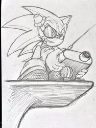 Size: 1536x2048 | Tagged: safe, artist:ommzii, sonic the hedgehog, 2024, greyscale, monochrome, pencilwork, solo, sonic x, traditional media