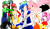 Size: 1183x676 | Tagged: safe, artist:xx-debbiestv-xx, amy rose, cream the rabbit, miles "tails" prower, sonic the hedgehog, oc, oc:ashura the hedgehog, oc:deborah, oc:yuki, human, 3d, crossover, group, humanized, luigi, mario, mmd