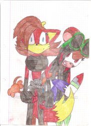 Size: 400x550 | Tagged: safe, artist:thunder-the-mouse, fiona fox, oc, oc:thunder dark the hedgemouse