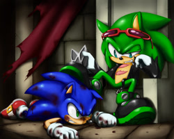 Size: 900x720 | Tagged: safe, artist:shoppaaaa, scourge the hedgehog, sonic the hedgehog