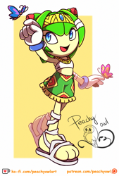 Size: 1389x2050 | Tagged: safe, artist:peachyowlart, cosmo the seedrian, tikal, outfit swap