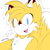 Size: 2048x2048 | Tagged: safe, artist:neko-sky20089, miles "tails" prower, 2024, brown tipped ears, looking at viewer, mouth open, one fang, open smile, signature, simple background, smile, smiling at viewer, solo, white background, wink, winking at viewer