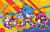 Size: 1280x828 | Tagged: safe, artist:ziggyfin, knuckles the echidna, miles "tails" prower, sonic the hedgehog, echidna, fox, hedgehog, sonic mania, abstract background, classic knuckles, classic sonic, classic tails, looking at viewer, looking offscreen, male, pose, trio