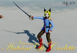 Size: 1034x720 | Tagged: safe, artist:petite-neko-kitsune, antoine d'coolette, human, 3d, humanized, mmd, partially humanized, solo