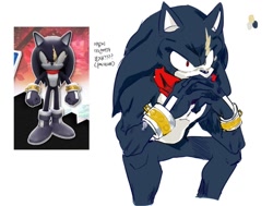 Size: 810x611 | Tagged: safe, artist:si9bb, sonic x shadow generations, hands together, korean text, reference inset, simple background, sitting, solo, terios the hedgehog, white background