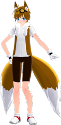 Size: 296x603 | Tagged: safe, artist:nerey006, miles "tails" prower, human, 3d, humanized, partially humanized, solo