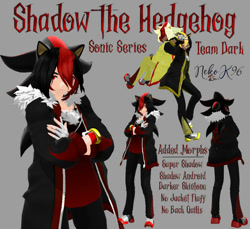 Size: 882x808 | Tagged: safe, artist:petite-neko-kitsune, shadow the hedgehog, super shadow, human, 3d, humanized, mmd, partially humanized, super form