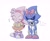 Size: 1878x1554 | Tagged: safe, artist:chilidog_16, amy rose, metal sonic, hedgehog, ..., bow, classic amy, duo, hair bow, robot, simple background, standing, white background
