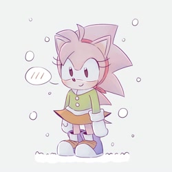 Size: 2000x2000 | Tagged: safe, artist:chilidog_16, classic amy, grey background, simple background, snow, snowing, solo, standing, winter, winter outfit