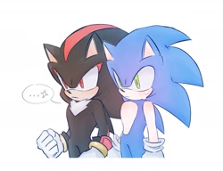 Size: 2135x1642 | Tagged: safe, artist:chilidog_16, shadow the hedgehog, sonic the hedgehog, ..., clenched fist, duo