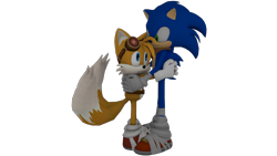 Size: 1920x1080 | Tagged: safe, artist:korey-sonicfan22, miles "tails" prower, sonic the hedgehog, 2017, 3d, duo, holding each other, looking at each other, simple background, sonic boom (tv), standing, transparent background