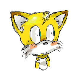 Size: 282x285 | Tagged: safe, artist:xxxxcosmoxxxx, miles "tails" prower, 2010, blushing, brown tipped ears, bust, colored ears, ear fluff, looking offscreen, pout, shrunken pupils, simple background, solo, white background