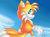 Size: 640x479 | Tagged: safe, artist:highnoonace, miles "tails" prower, sonic x, 2015, abstract background, clenched fists, clouds, daytime, frown, looking back, looking offscreen, looking over shoulder, outdoors, redraw, signature, sky background, solo, standing