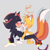 Size: 4000x4000 | Tagged: safe, artist:dogdaysc, miles "tails" prower, shadow the hedgehog, fox, hedgehog, 2024, blushing, duo, gay, grey background, lidded eyes, looking at each other, male, mouth open, saliva, saliva trail, shadow x tails, shipping, signature, simple background, tongue out