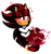 Size: 791x837 | Tagged: safe, artist:beastofeuthanasia, shadow the hedgehog, 2019, floating eyebrows, flower, flower bouquet, gloves off, holding something, lidded eyes, looking at viewer, one fang, rose, signature, simple background, smile, smiling at viewer, solo, valentine's day, white background
