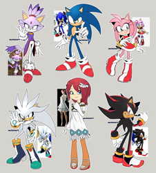 Size: 2836x3140 | Tagged: safe, artist:risziarts, amy rose, blaze the cat, princess elise, shadow the hedgehog, silver the hedgehog, sonic the hedgehog, human, sonic the hedgehog (2006), group, redraw, reference inset, simple background