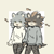 Size: 512x512 | Tagged: safe, artist:imqueerdeer, shadow the hedgehog, sonic the hedgehog, hedgehog, 2018, abstract background, alternate outfit, blushing, clothes, cute, duo, frown, gay, gloves off, heart, holding hands, jeans, looking ahead, looking at them, male, ripped pants, shadow x sonic, shadowbetes, shipping, sonabetes, sweater, walking