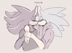 Size: 700x512 | Tagged: safe, artist:imqueerdeer, shadow the hedgehog, sonic the hedgehog, 2017, alternate outfit, arm around shoulders, beanbrows, blushing, bust, clothes, cute, duo, eyes closed, gay, gloves off, grey background, heart, hoodie, mwah, nuzzle, sfx, shadow x sonic, shipping, shirt, simple background, smile, standing