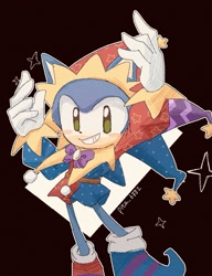 Size: 653x849 | Tagged: safe, artist:pita_b882, sonic the hedgehog, 2024, jester outfit, jester sonic, solo