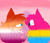Size: 1280x1108 | Tagged: safe, artist:rosecandyart, miles "tails" prower, zooey the fox, oc, oc:amelia prower, 2024, cute, duo, eye clipping through hair, goggles, gradient background, holding hands, jacket, lesbian, lesbian pride, looking at each other, pansexual, pansexual pride, pride, shipping, signature, smile, standing, tailsey, trans female, transgender