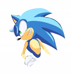 Size: 1982x2048 | Tagged: safe, artist:tamjeong_sonic, sonic the hedgehog, grin, simple background, smile, solo, white background