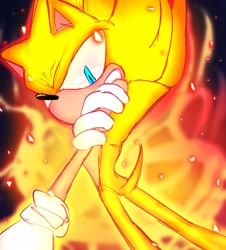 Size: 1849x2048 | Tagged: safe, artist:tamjeong_sonic, sonic the hedgehog, super sonic 2, sonic frontiers, looking at viewer, solo, super form