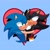 Size: 2048x2048 | Tagged: dead source, safe, artist:leithecatfish, shadow the hedgehog, sonic the hedgehog, 2024, blue background, bust, cute, duo, frown, gay, heart, hugging, looking at each other, one eye closed, shadow x sonic, shipping, signature, simple background, smile, watermark