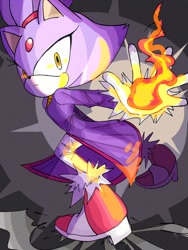 Size: 1536x2048 | Tagged: safe, artist:tamjeong_sonic, blaze the cat, fire, solo