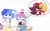 Size: 2048x1281 | Tagged: safe, artist:nekitogame67025, miles "tails" prower, shadow the hedgehog, oc, 2024, age difference, blushing, gay, group, heart, kiss on cheek, scarf, shadow x tails, sharing a scarf, shipping, simple background, table, thought bubble, white background
