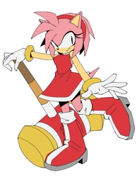 Size: 1220x1569 | Tagged: safe, artist:trizziefrizzie, amy rose, piko piko hammer, solo