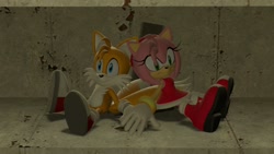 Size: 1920x1080 | Tagged: safe, amy rose, miles "tails" prower, 3d, doll, gmod, sonic x, stuffed animal, toy