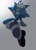 Size: 738x1024 | Tagged: safe, artist:sudousuto, sonic the hedgehog, full body, grey background, grin, shrunken pupils, simple background, smile, solo, treads