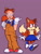 Size: 960x1280 | Tagged: safe, artist:skeletonpendeja, miles "tails" prower, fox, human, 2024, blue shoes, clothes, cute, duality, female, humanized, one fang, overalls, purple background, simple background, skirt, smile, solo, standing, trans female, trans girl tails, transgender, walking