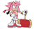 Size: 922x768 | Tagged: safe, artist:superscourge, amy rose, oc, oc:aim the hedgehog, looking offscreen, piko piko hammer, signature, simple background, smile, solo, standing, top surgery scars, trans boy amy, trans male, transgender, white background