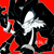 Size: 400x400 | Tagged: safe, artist:34_6, silver the hedgehog, lidded eyes, looking at viewer, monochrome, outline, red background, simple background, sitting, smile, smiling at viewer, solo, white outline