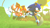 Size: 1920x1080 | Tagged: safe, artist:alexisrosemary, miles "tails" prower, sonic the hedgehog, fox, hedgehog, green hill zone, 2024, 3d, abstract background, blender, daytime, duo, flying, grass, male, outdoors, palm tree, running, spinning tails, sunflower
