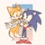 Size: 2048x2039 | Tagged: safe, artist:kuteun0, miles "tails" prower, sonic the hedgehog, 2022, :o, abstract background, cute, duo, gay, looking at each other, mouth open, shipping, smile, sonabetes, sonic x tails, standing, tailabetes