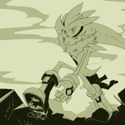 Size: 400x400 | Tagged: safe, artist:34_6, silver the hedgehog, monochrome, signature, solo, walking