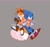 Size: 2048x1906 | Tagged: safe, artist:_milestt, miles "tails" prower, sonic the hedgehog, fox, hedgehog, 2024, boots, brown gloves, brown shoes, duo, fingerless gloves, gay, grey background, holding something, linking arms, looking at them, looking at viewer, male, shipping, simple background, smile, sonic boom (tv), sonic x tails, sparkles, tongue out, top surgery scars, trans male, transgender, wink, wrench